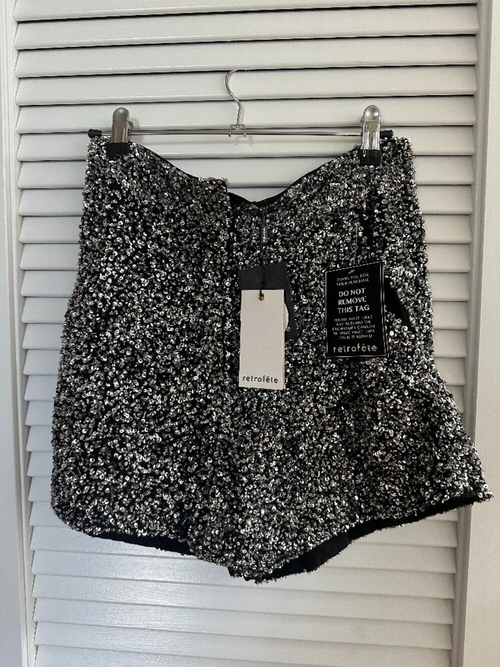 Retrofete Silver Sparkly Shorts NWT